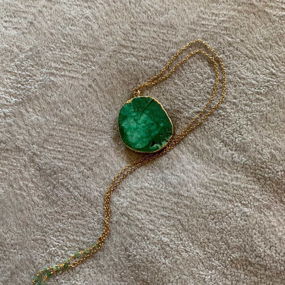 Green Druzy Geode Necklace